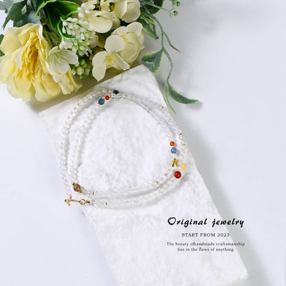 "Moon Tide" blue moonlight style necklace/bracelet dual use: quiet luxury multiple wear · energy follows shape