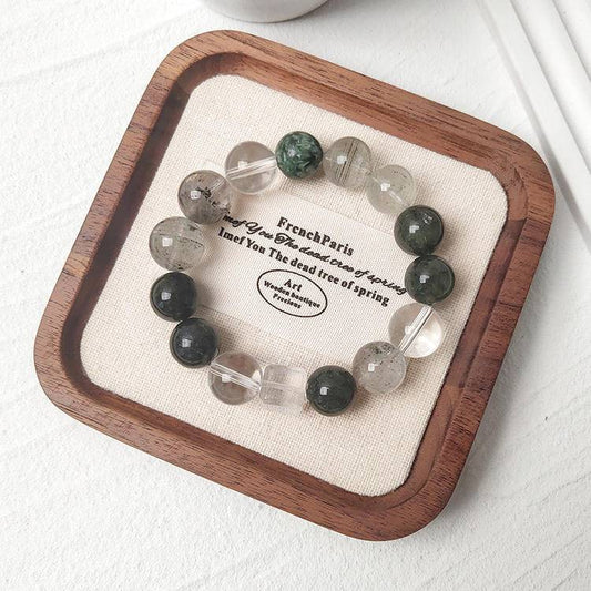 "Forest Spirit Pulse" Triple Green Energy + White Crystal Bracelet: Gather Treasures, Generate Wealth, Purify the Domain, Empower ✨💧