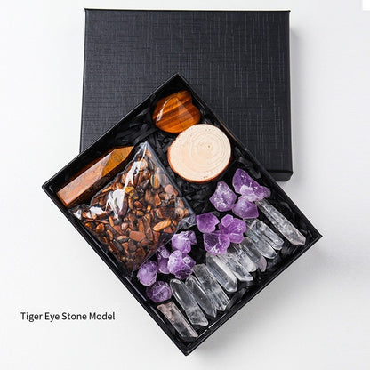 🔮 [Natural amethyst rough Stone + hexagonal Prism Crystal + Energy Gravel Set] - 13 energy universes, switch as you like!