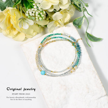 A hidden paradise of sea islands · Multi-Treasure Energy Collarbone Chain: The clear waves of aquamarine and the ripples of Tianhe stone jointly compose the wind of the ocean