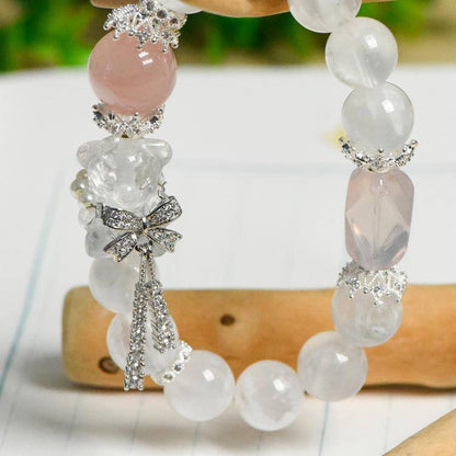 ❄️✨ 【 snowflake Ghost White Crystal Bear Bracelet 】 -- Pure guardian · Sweet dream ✨❄️